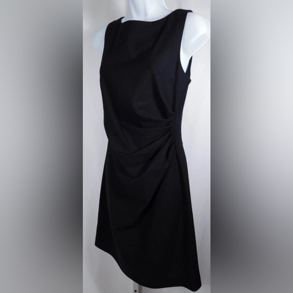 THEORY Jorianna Rubric Black Sleeveless Scoop Neck Cinched Mini Dress - Picture 8 of 9